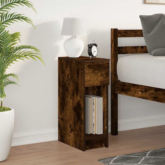 Bedside Table Drawer Smoked Oak 20x36x60 cm Brown