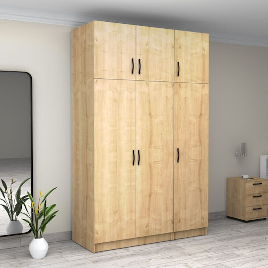 Victoria Τρίφυλλη Ντουλάπα με Πατάρι 150x60x240cm Φυσικό Οξιάς Victoria Τρίφυλλη Ντουλάπα με Πατάρι 150x60x240cm Φυσικό Οξιάς