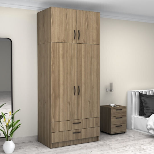 Double Door Wardrobe Victoria with Loft Walnut 100x60x240cm