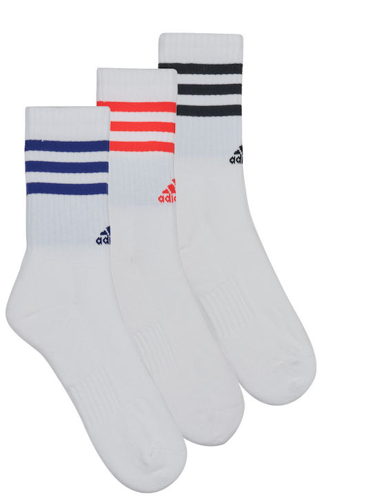 adidas Παιδικές Κάλτσες Crew Λευκές 3 Ζευγάρια