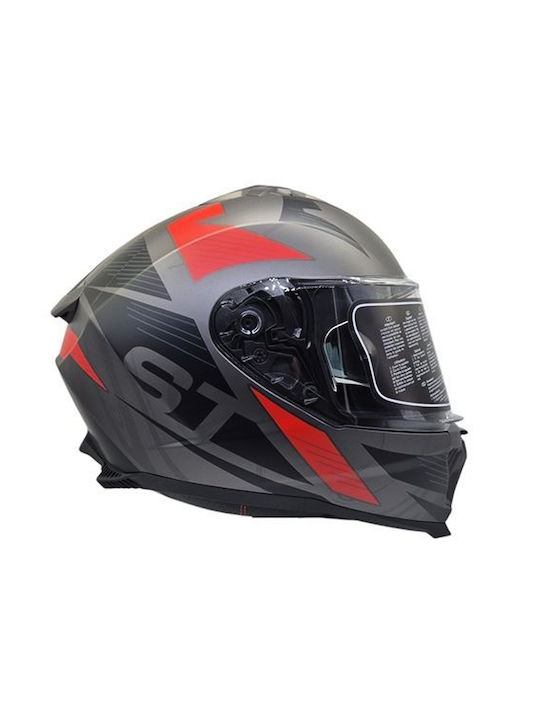 Faseed 865 Grey/Red Mat Κράνος Μηχανής Full Fac...