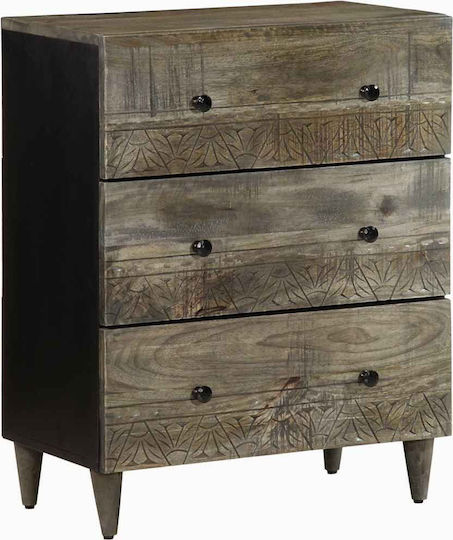 Chest of Drawers of Solid Wood Light Grey 60x33.5x75cm