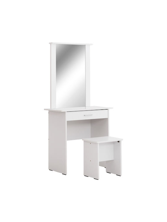 Schminktisch Crystel Hölzern White mit Spiegel 74x39x155cm