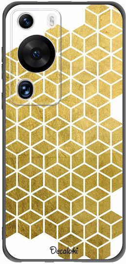 Gold Cubes Umschlag Rückseite Silikon Mehrfarbig (Huawei P60 Pro)