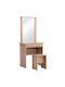 Bodenstehende Schminktisch Schlafzimmer Crystel Holz Sonama Eiche mit Spiegel & Hocker 74x39x155cm