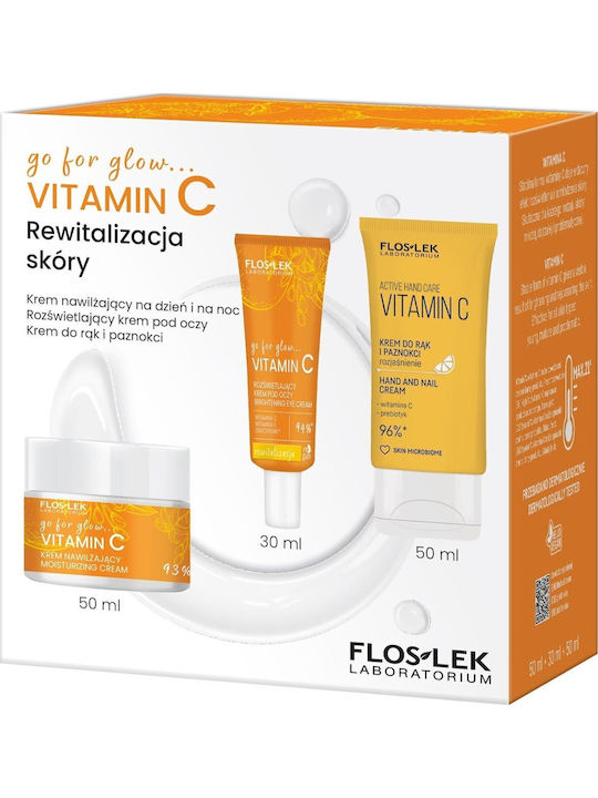 FlosLek Set Îngrijire Vitamina C pentru Hidratare și Strălucire 3 Bucăți