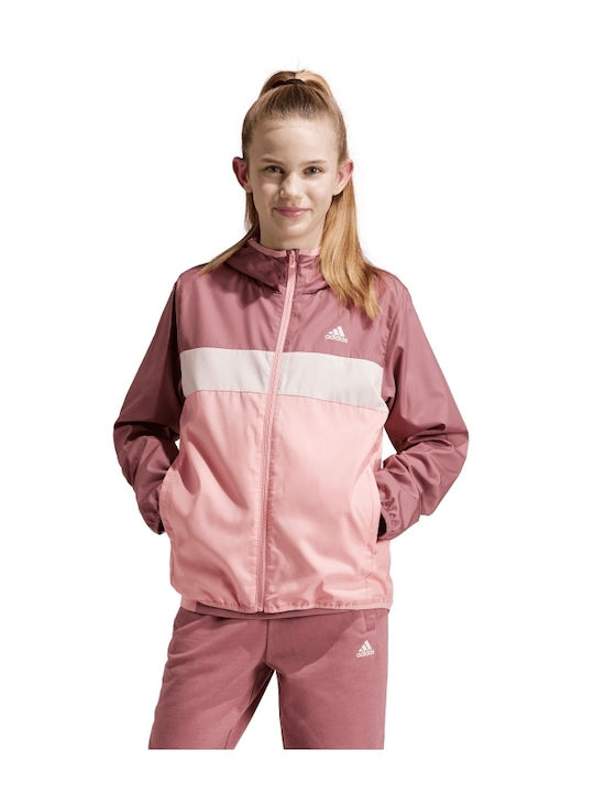 Tiberio Kids Sports Windproof Jacket with Hood Pink