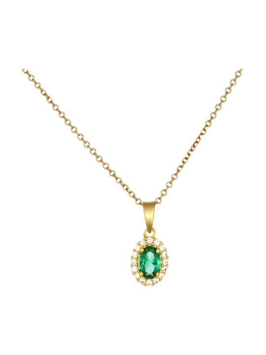Charm Rosette Din Aur Galben 14 Carate Cu Zircon Verde