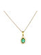 Charm Rosette Din Aur Galben 14 Carate Cu Zircon Verde