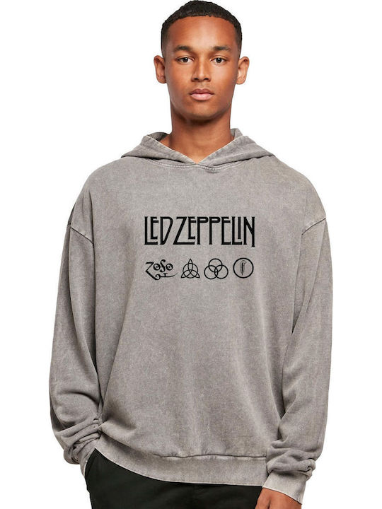 Oversized Premium Hoodie Led Zeppelin Logo Art Rock Avenue Asphalt