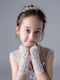 Set of 2 Pieces Official Impressive Lace Floral Mesh Gloves Shiny Rhinestones White