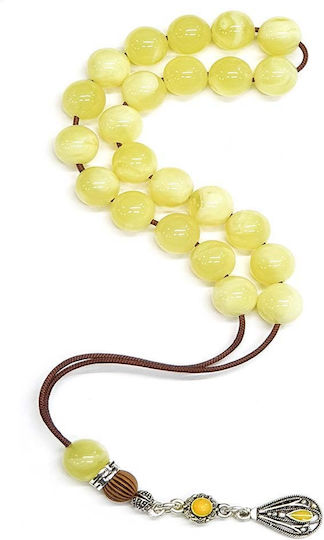 Roloi Komboloi Worry Beads with 10 Amber Beads Length 26cm Yellow