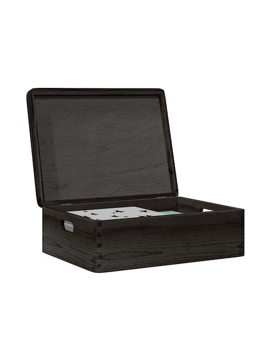 vidaXL Wooden Storage Box with Lid Black 40x30x...