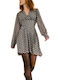 Ladies Woven Dress Mini Dress Black, White, Grey