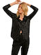 Ladies Langärmelig Damen Hemd Black