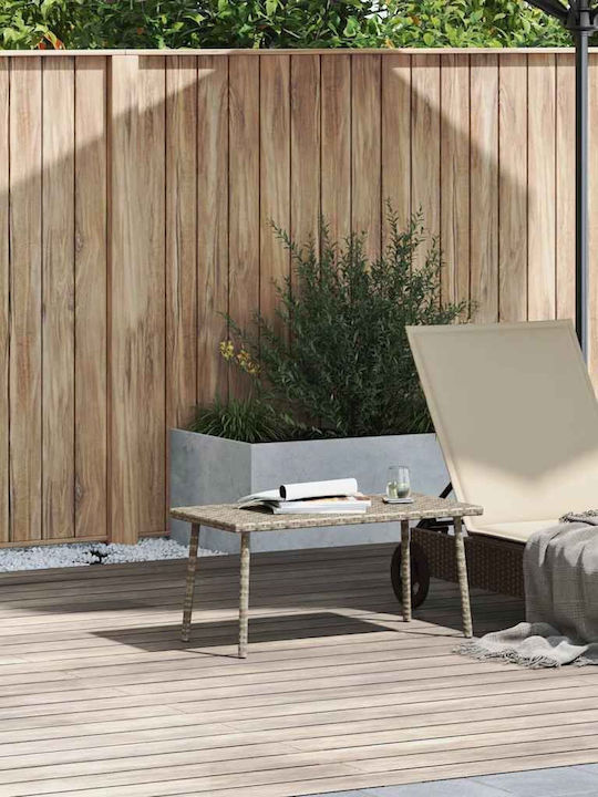 Sitting Room Outdoor Free Standing Rattan Table Light Grey 80x40x37cm