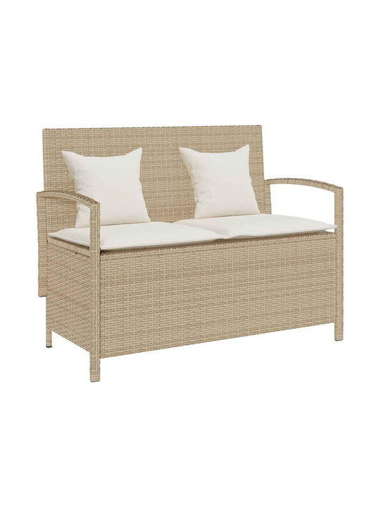 Bench Outdoor Rattan with Chest and Pillows
