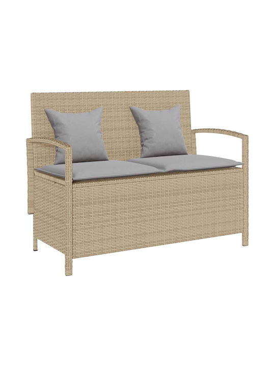 Bench Outdoor Rattan with Chest and Pillows