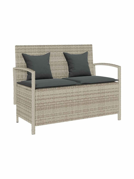 Bench Outdoor Rattan with Chest and Pillows