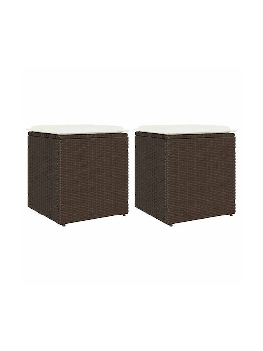 Garden Stool Cube Outdoor Rattan with Cushion B...