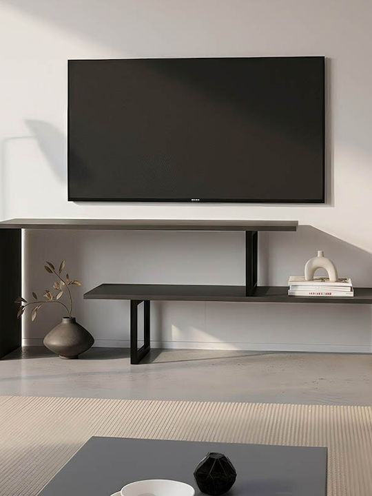 TV Stand Lilant from Metal & Wood Grey Shade - Black Metal L110xW30xH45cm