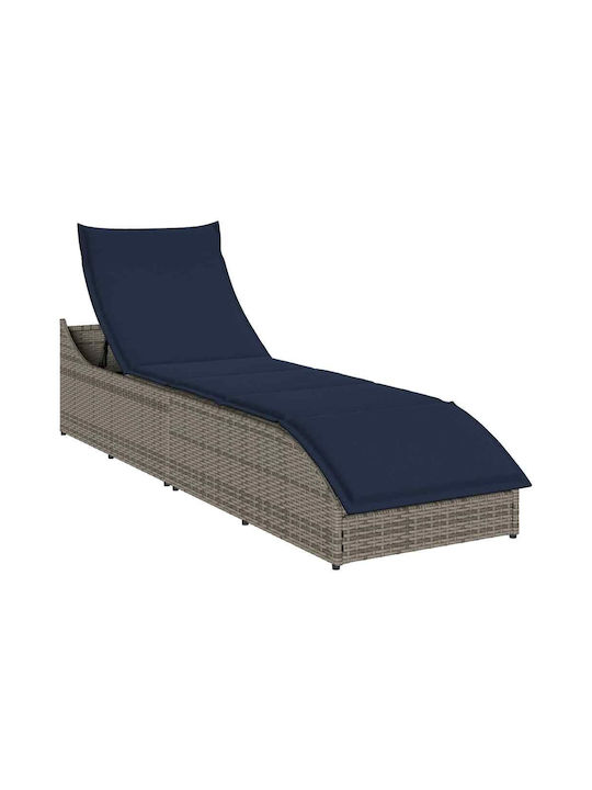 Liegestuhl Rattan mit Kissen Gray 200x59x43cm.