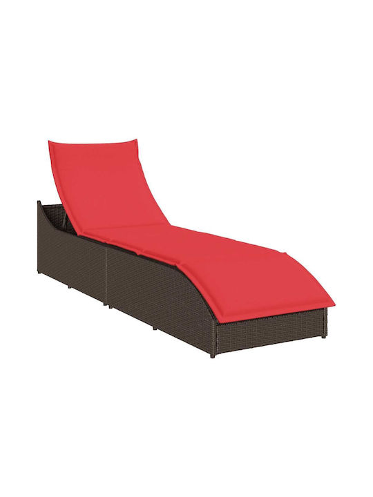 Liegestuhl Rattan mit Kissen Braun 200x59x43cm.