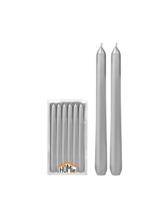 Lumânare argintie venețiană 20x2.2cm Homie 57490 12buc 37-470