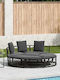 Pat de lounge pentru exterior fără baldachin negru din ratan sintetic negru 160 x 50 x 3,8 cm