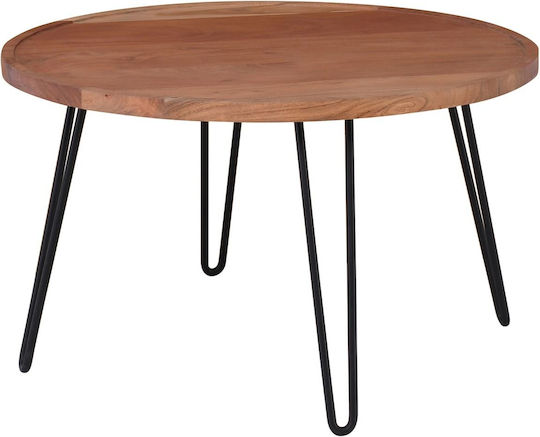 Round Central Coffee Table Matri-w Metal Natural/Black W76xD76xH45cm EA7076,1W