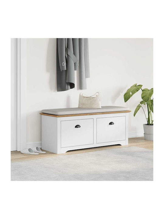 Mobilier de Intrare cu Dulap pentru Pantofi White and Brown 114x40x45cm