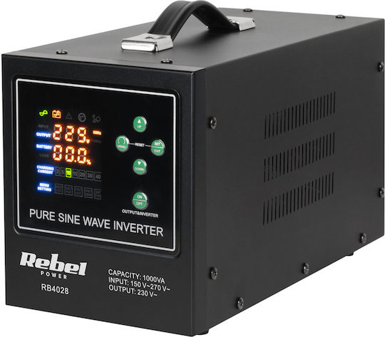 Rebel POWER-1000-LFP4 Καθαρού Ημιτόνου Inverter Ισχύος 700W με Τάση Εισόδου 12V