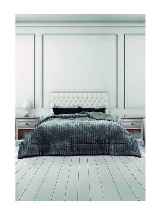 Epavlis Homeware Κουβερτοπάπλωμα Υπέρδιπλο 220x240εκ. Σχ.3012 Γκρί