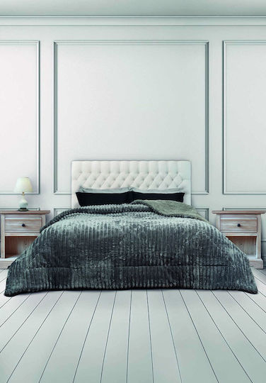Epavlis Homeware Κουβερτοπάπλωμα Υπέρδιπλο 220x240εκ. Σχ.3012 Γκρί