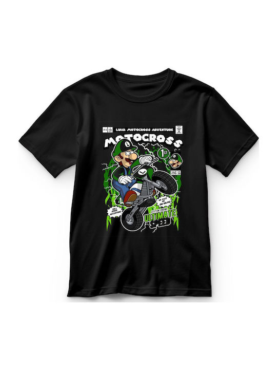Kids' T-shirt Black Luigi Motocross  Black