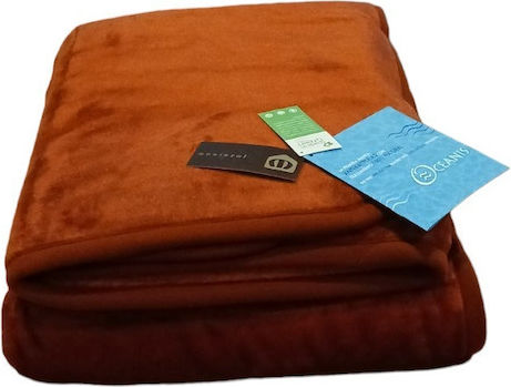 Manterol Casa Hypoallergenic Oceanis Color Spanish Velvet Blanket Double Size 180x240cm Ecru