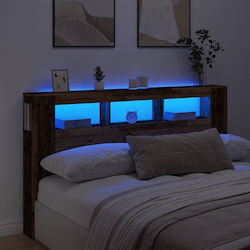 vidaXL LED Κεφαλάρι Κρεβατιού Ξύλινο Καφέ 180x1...