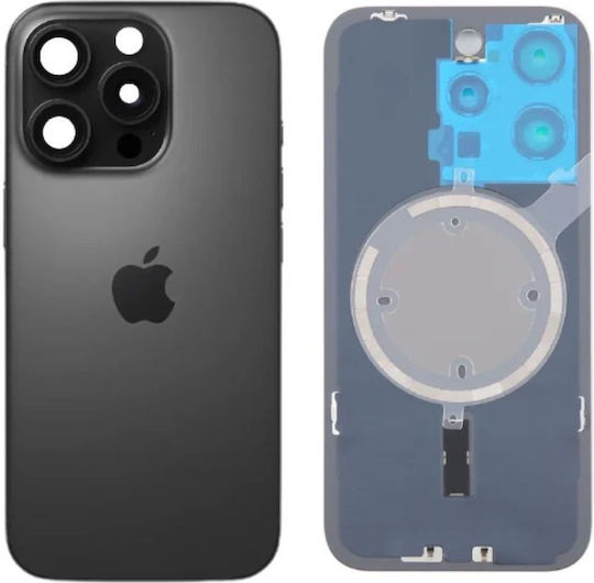 Rückglas Stahlplatte Magnete Magsafe & Kameralinse iPhone 16 Pro Schwarzes Titan