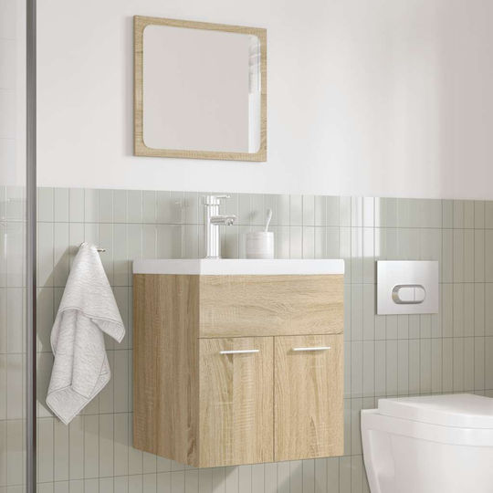 vidaXL Waschtisch mit Waschbecken & Spiegel L42xB18xH39cm Sonoma Oak, Brown