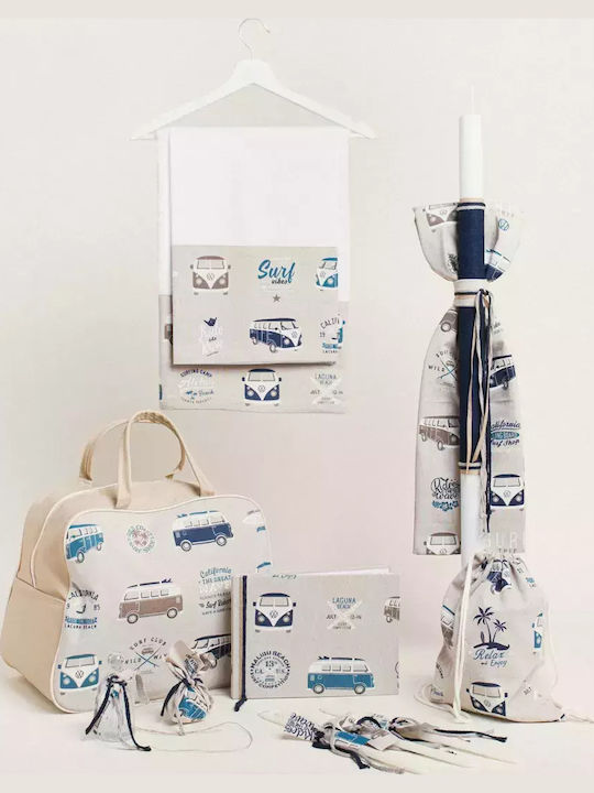 Handmade Baptism Set for Boy Vintage Van Theme 11pcs 331062 Ntampoudis Ntm-331062