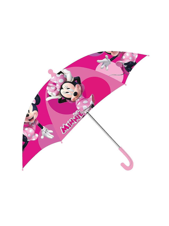 Disney Kids Curved Handle Umbrella Fuchsia