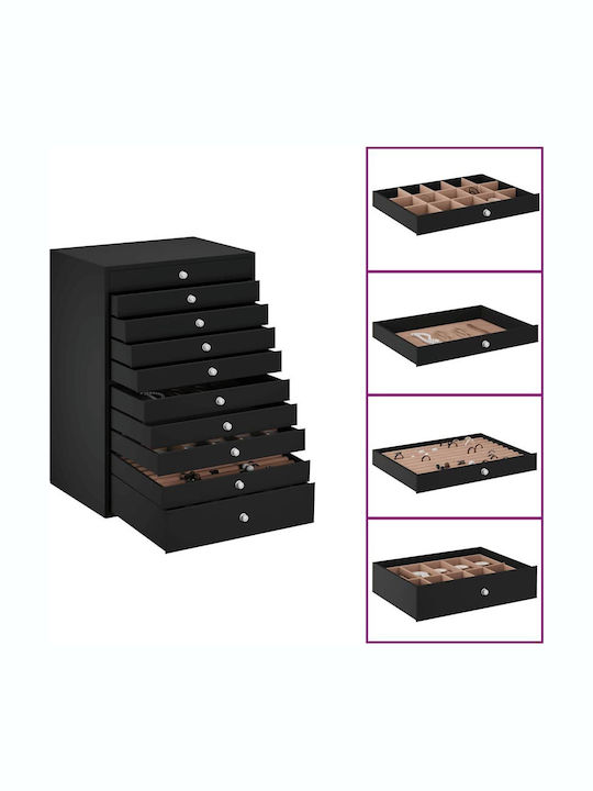 vidaXL Метална Кутия За Бижута Черна 29x20.5x40.5см