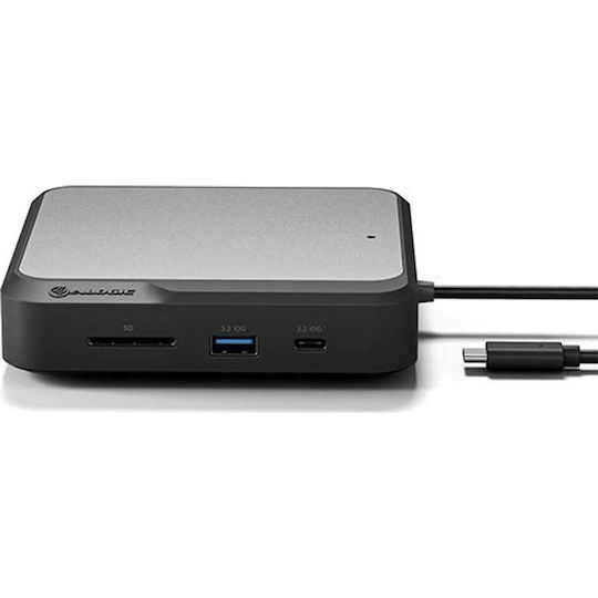 Alogic CD2 USB-A / USB-C Docking Station mit DisplayPort 4K PD Ethernet und Verbindung 2 Monitore Gray