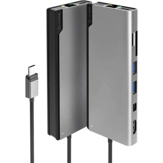 Alogic Ultra Dock PLUS Gen 2 USB-C Docking Station mit 4K PD Ethernet und Verbindung 2 Monitore Gray