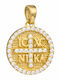 Charm Talisman Constantin Cu Pietre Din Aur Galben 14 Carate Cu Zircon
