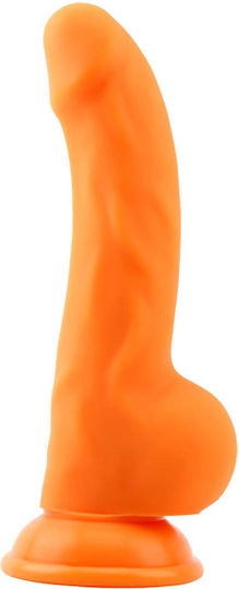 Ρεαλιστικό Dildo με Όρχεις και Βεντούζα Πορτοκαλί 21.7cm