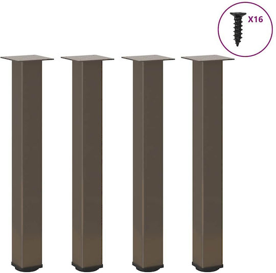 vidaXL Metallic Furniture Leg 4 Pieces Suitable for Table / Coffee Table / Office 72cm Brown