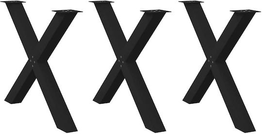 vidaXL Метално Кракче За Мебел 3 Бройки Подходящо За Маса / Малка Маса / Офис 90x72x72см Черно