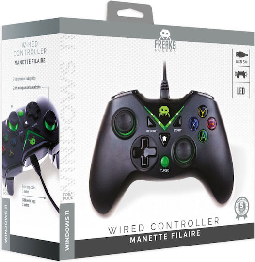 Freaks and Geeks V2 Wired Gamepad for PC Black