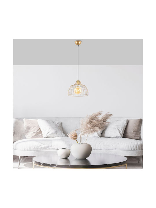 Opviq Gold Pendant Light Yellow with Socket E27 30x30x121cm